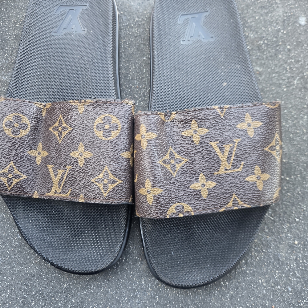 Louis Vuitton Black and Brown Monogram Sandals